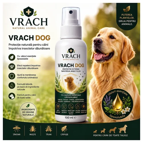 Vrach Dog, spray antiparazitar extern pentru caini, 100 ml, SemPlus